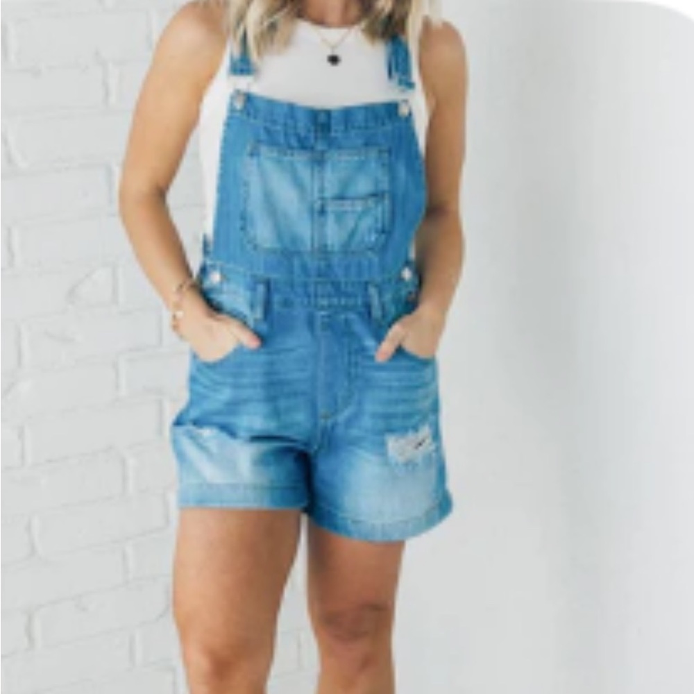 Soren Distressed Denim Short Overall